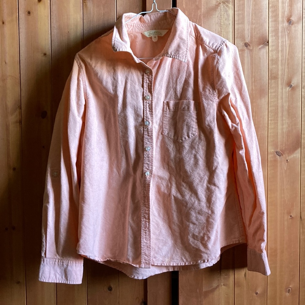 Orange-pink coton button shirt